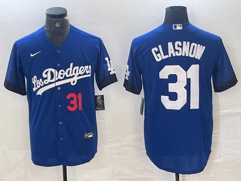 Men%27s Los Angeles Dodgers #31 Tyler Glasnow Number Blue 2021 City Connect Cool Base Stitched Jersey->los angeles dodgers->MLB Jersey